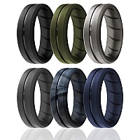 Roq Silicone Rubber Wedding Ring For Men Comfort Fit Mens Wedding Band Breathable Rubber Engagement Band 8Mm Wide 2Mm Thick