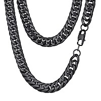 Findchic Men Chains Black Chunky Cuban Chain For 12Mm 30 Double Tight Curb Rapper Link