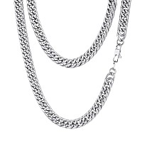 Findchic Cuban Chain Necklace Stainless Steel Double Curb Chain 9Mm 22 Mens Rapper Link