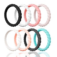 Egnaro Silicone Wedding Ring For Womenseamless Thin And Stackble Braided Rubber Wedding Bands Rubber Rings For Women