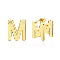 Initial Stud Earrings For Women 14K Gold Plated Letter M Earrings Jewelry Gifts For Women