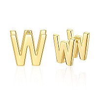 Initial Stud Earrings For Women 14K Gold Plated Letter W Earrings Valentines Day Jewelry Gifts