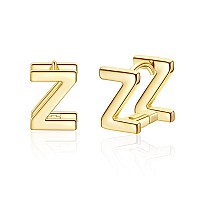 Initial Stud Earrings For Women 14K Gold Plated Letter Z Earrings Valentines Day Jewelry Gifts