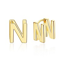 Initial Stud Earrings For Women 14K Gold Plated Letter N Earrings Valentines Day Jewelry Gifts