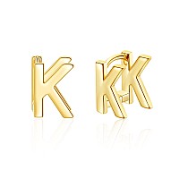 Initial Stud Earrings For Women 14K Gold Plated Letter K Earrings Valentines Day Jewelry Gifts For Her