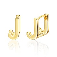 Initial Stud Earrings For Women 14K Gold Plated Letter J Earrings Valentines Day Jewelry Gifts