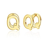 Initial Stud Earrings For Women 14K Gold Plated Letter Q Earrings Valentines Day Jewelry Gifts