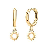 Tiny Sun Dangle Hoop Earrings For Women Girls Minimalist Gold Plated Sun Hoops Huggie Earring Jewelry Gift