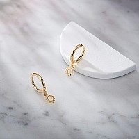 Tiny Sun Dangle Hoop Earrings For Women Girls Minimalist Gold Plated Sun Hoops Huggie Earring Jewelry Gift