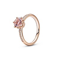 Pandora Sparkling Crown Solitaire Pink Crystal Clear Cz Rose Ring Size Eur50 Us5188289C0150