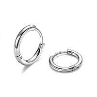 8Mm Surgical Steel Hoop Earrings Silver Huggie Hoop Earrings For Men Women Hypoallergenic 316L Surgical Stainless Steel Earrin