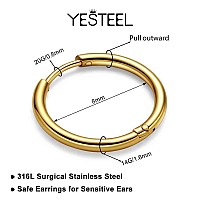 8Mm Surgical Steel Hoop Earrings Gold Huggie Hoop Earrings For Women Hypoallergenic 20G Small Mens Hoop Earrings Sleeper Huggy