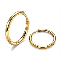 10Mm Surgical Steel Hoop Earrings Gold Huggie Hoop Earrings Men Hoop Earring Hypoallergenic 20G Ear Huggies Sleeper Hoop Earri