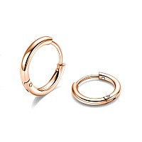 8Mm Surgical Steel Hoop Earrings Rose Gold Huggie Hoop Earrings For Women Men Hypoallergenic Small Hugging Sleeper Hoop Earrin