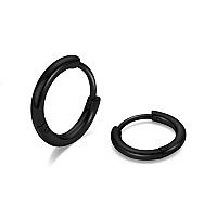 8Mm Surgical Steel Hoop Earrings Black Huggie Hoop Earrings For Women Men Stainless Steel Dainty 18G Mens Hoop Earrings Cartil