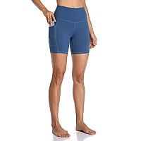 Colorfulkoala Womens High Waisted Biker Shorts With Pockets 6 Inseam Workout Yoga Tights M Blue Grouper