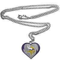 Siskiyou Sports Nfl Minnesota Vikings Womens Heart Necklace Team Color 22 Inch