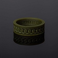 Thunderfit Silicone Wedding Ring For Men 1 Ring Chain Pattern Rubber Engagement Bands 7Mm Wide 2Mm Thick 1 Ring Olive