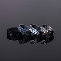 Thunderfit Silicone Wedding Ring For Men 4 Rings Chain Pattern Rubber Engagement Bands 7Mm Wide 2Mm Thick Black Dark Gr