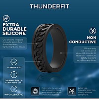 Thunderfit Silicone Wedding Ring For Men 1 Ring Chain Pattern Rubber Engagement Bands 7Mm Wide 2Mm Thick 1 Ring Olive