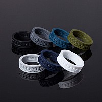 Thunderfit Silicone Wedding Ring For Men 7 Rings Chain Pattern Rubber Engagement Bands 7Mm Wide 2Mm Thick 13514 23Mm