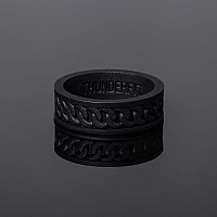 Thunderfit Silicone Wedding Ring For Men 1 Ring Chain Pattern Rubber Engagement Bands 7Mm Wide 2Mm Thick 1 Ring Black