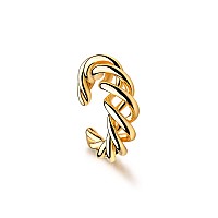 Myears Women Ear Cuff Earring Gold Non Pierced Cartilage Stripe Twist Clip On Wrap Hoop 14K Gold Filled Small Boho Beach Simple