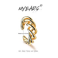 Myears Women Ear Cuff Earring Gold Non Pierced Cartilage Stripe Twist Clip On Wrap Hoop 14K Gold Filled Small Boho Beach Simple