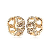 Myears Women Chain Link Earrings Gold Huggie Chunky Hoop Diamond Cubic Zirconia 14K Gold Filled Small Simple Handmade Hypoallerg