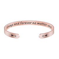 Joycuff Gifts For Women Long Distance Jewelry Always And Forever No Matter What Bracelet Rose Gold Stainless Steel Jewelry