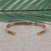 Joycuff Gifts For Women Jewelry Funny Inspirational Secret Message Rose Gold Stainless Steel Open Cuff Bracelet