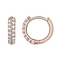 Pavoi 14K Rose Gold Plated S925 Sterling Silver Post Cubic Zirconia Cuff Earrings Huggie Stud