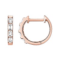 Pavoi 14K Rose Gold Plated S925 Sterling Silver Post Baguette Cubic Zirconia Cuff Earrings Huggie Stud