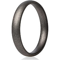 Thunderfit Super Thin Stackable Silicone Rings Wedding Bands 1 Ring 3Mm Width 15Mm Thickness 1 Ring Dark Silver 12513