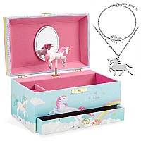 Jewelkeeper Unicorn Music Box Little Girls Jewelry Set 3 Unicorn Gifts For Girls Jewelry Box For Girls