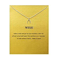 Baydurcan Wish Fishbone Necklace With Message Card Birthday Gift Card Silver Fishbone