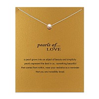 Baydurcan Pearl Necklace Pearl Pendant Chain Necklace With Message Card Birthday Gift Card Necklacesilver Pearl