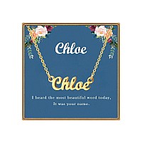 Ldurian Name Necklace Personalized Chloe Name Pendant Necklace Gifts 14K Gold Plated Dainty Name Necklaces Birthday Jewelry