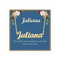 Ldurian Name Necklace Personalized Juliana Name Pendant Necklace Gifts 14K Gold Plated Dainty Name Necklaces Birthday Jewelr