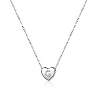 925 Sterling Silver Initial Necklace For Girls Dainty Letter G Initial Heart Pendant Necklace For Women Girls Valentines Mothe