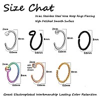 20G Black Surgical Steel Nose Screw Nose Stud Nose Rings Hoops Nose Hoop For Women Men