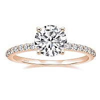 Eamti 925 Sterling Silver 125 Ct Rose Gold Round Solitaire Cubic Zirconia Engagement Ring Halo Promise Ring Size 9