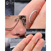 Oufer 10Mm Nose Rings 20G Nose Piercing Jewelry Stainless Steel Cartilage Earrings Clear Cz Paved Tragus Helix Earrings Cartil