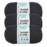 Lion Brand Yarn Woolease Thick Quick Yarn Soft And Bulky Yarn For Knitting Crocheting And Crafting 3 Pack Black