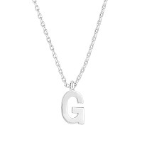 Pavoi 14K White Gold Plated Initial Necklace Letter Necklaces For Women G Initial