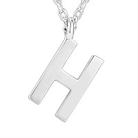 Pavoi 14K White Gold Plated Initial Necklace Letter Necklaces For Women H Initial