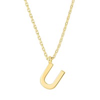 Pavoi 14K Yellow Gold Plated Initial Necklace Letter Necklaces For Women U Initial