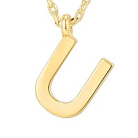 Pavoi 14K Yellow Gold Plated Initial Necklace Letter Necklaces For Women U Initial