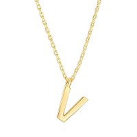 Pavoi 14K Yellow Gold Plated Initial Necklace Letter Necklaces For Women V Initial