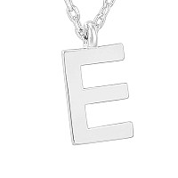 Pavoi 14K White Gold Plated Initial Necklace Letter Necklaces For Women E Initial